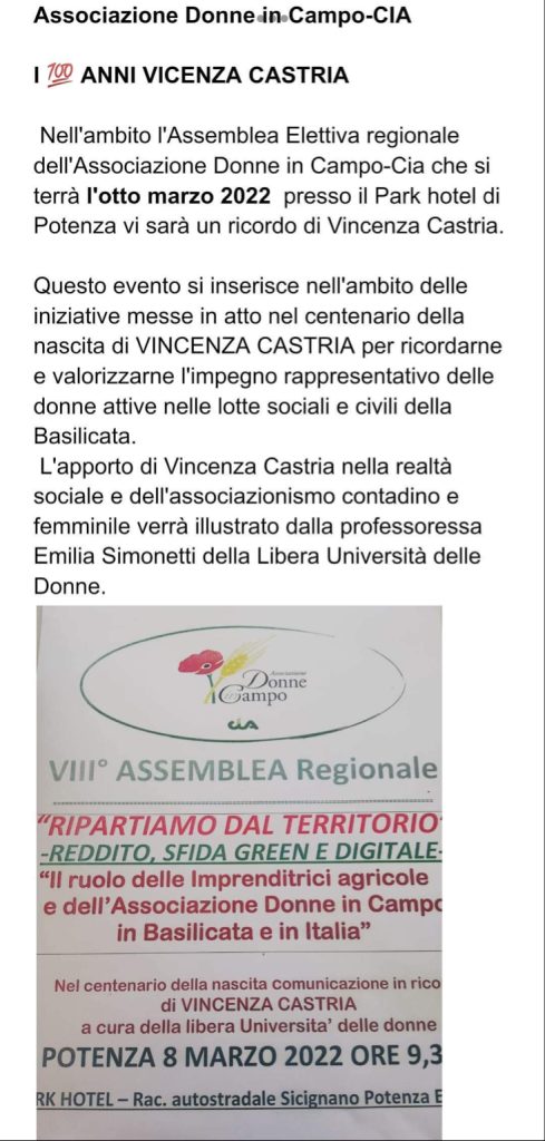 I 100 anni di Vicenza Castria